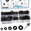 Seept 375PCS 5-Values Pop Rivet washers Assortment kit for Black Pop Rivets Diameter 3/32",1/8",5/32",3/16", 1/4" 304 Stainless Steel pop Rivet Washer Aluminum pop Rivet washers Blind Rivet Washer