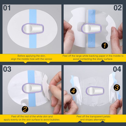 100 Pieces Shower Waterproof Patch Transparent Waterproof Adhesive Patch Compatible with G6 Overpatch Transparent Stickers Long Lasting Sweat-Proof Continuous Glucose Monitor Protection (Blue)