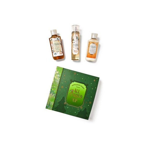 Bath and Body Snowflakes & Cashmere Gift Box Set - Daily Nourishing Body Lotion (8 oz), Fine Fragrance Mist (8 fl oz) and Body Wash (10 fl oz) Arranged Inside a Festive Holiday Gift Box