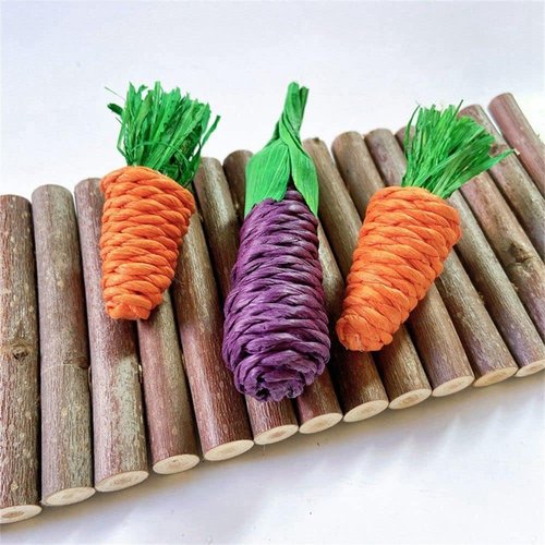 Orange Hamster Chew Toys Rabbit Bite Grind Teeth Toys Corn Carrot Woven Balls Small Animal Chew Toys for Rabbit, Bunny, Guinea Pig Small Animal Toys