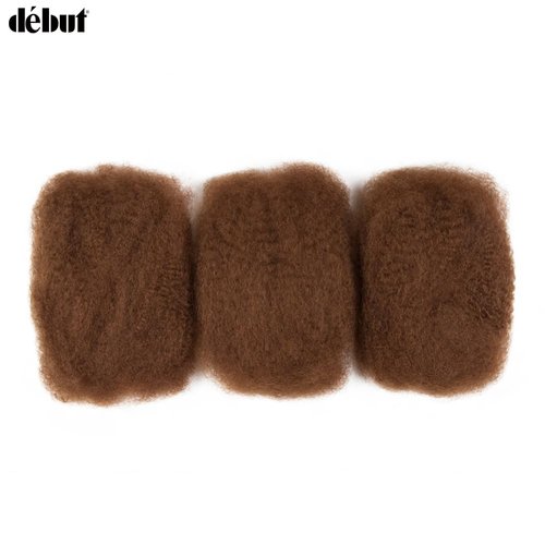 DÉBUT Afro Kinky Bulk Auburn Brown 100% Human Hair 3 Packs 150g Tight Afro Kinky Curly Bulk Bundles Hair for Making/Repair Locs, Kinky Twists, Dreadlocks Braiding Hair Extensions (#30, 14 Inches)