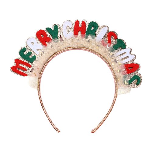 HOXIEYA Merry Christmas Headband Glitter Christmas Headbands Xmas Hair Band for Women Holiday Hair Hoop (Merry Christmas, one size for most)