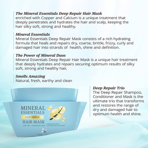 SAPHIRA MINERAL ESSENTIALS Deep Repair Hair Mask for Dry and Damaged Hair, Nourishes the Scalp, Roots, Strands and Ends, 11.8 Ounce