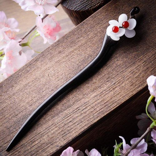 Handmade Wooden Hair Stick Women Retro Hairpin Flower Decor Hair Chopsticks for Long Hair Model A