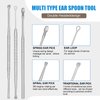 CYSNATU Ear Wax Removal Kit, Ear Cleaner, Ear Pick, Ear Cleaning Tool Set Stainless Steel 6 in 1 Ear Spoon Curette (with Cleaning Brush and Storage Box, Silver)