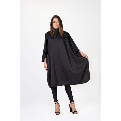Betty Dain Guardian All-Purpose Cutting/Styling Cape, Lightweight Iridescent Nylon with Chemical Proof Panel, Snap Adjustable 22 Inch Neck Closure, Machine Washable, 54 x 62 x 22 Inch Back, Black