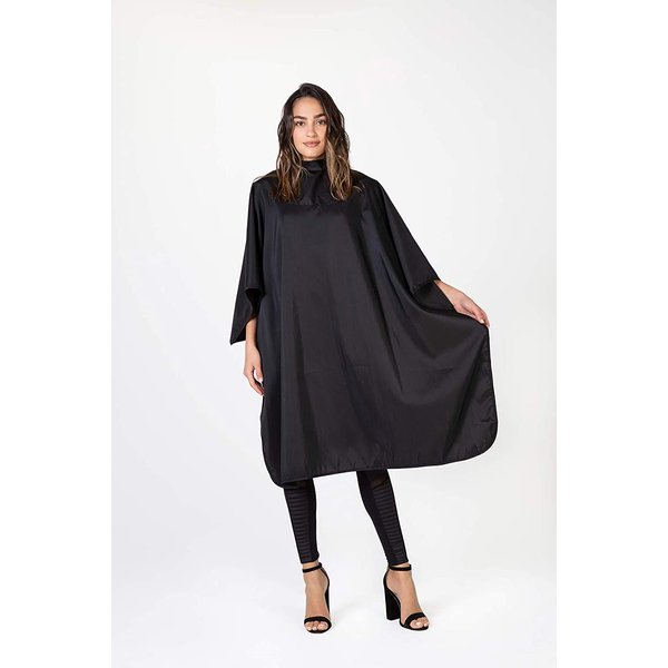 Betty Dain Guardian All-Purpose Cutting/Styling Cape, Lightweight Iridescent Nylon with Chemical Proof Panel, Snap Adjustable 22 Inch Neck Closure, Machine Washable, 54 x 62 x 22 Inch Back, Black