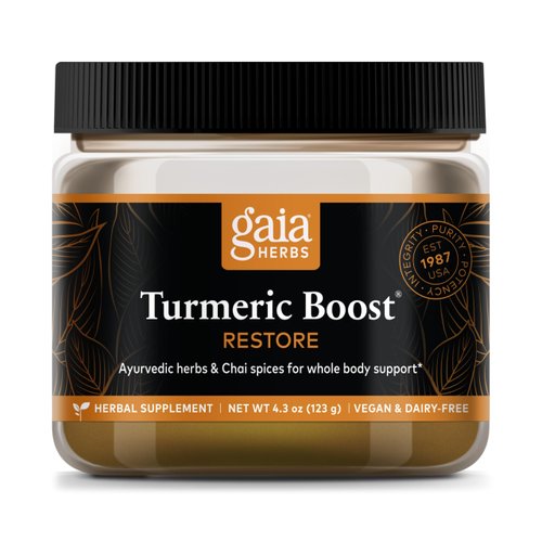 Gaia Herbs Turmeric Boost Restore - Turmeric Drink Mix Supporting a Healthy Response to Swelling in Adults - with Turmeric Curcumin, Black Pepper, Holy Basil & Ginger - 4.3 Ounces (21-Day Supply)