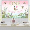 Balterever Duck Hunting First Birthday Decoration for Girls Pink One Lucky Duck Birthday Backdrop Mallard Duck 1st Birthday Party Decorations for Girls 1st Birthday Party Supplies