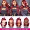 99J Burgundy Lace Front Wigs Human Hair 200 Density 26 Inch 13x4 Body Wave HD Lace Front Wigs Human Hair With Pre Plucked Glueless Red Wig Wine Red Lace Front Wigs