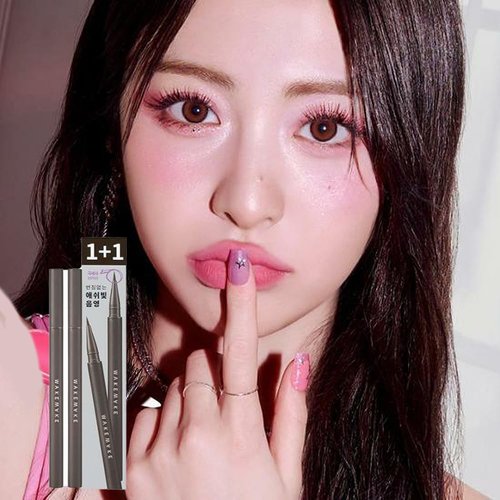 WAKEMAKE Real Ash Brush Eyeliner, Korean Makeup Liquid Eyeliner, Smudge-proof, Ultra-Fine Tip, Long Lasting Waterproof Liquid Eyeliner 0.04 OZ (Pack of 2) (02 ASH BROWN)