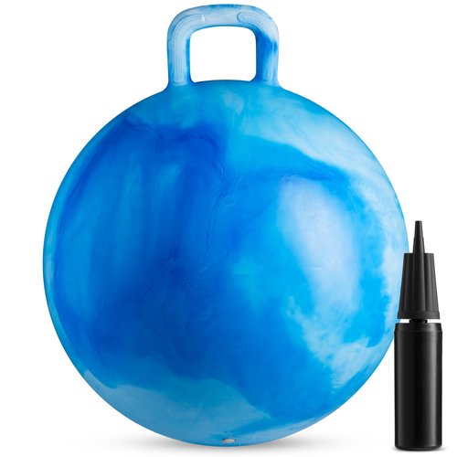 Hopper Ball with Handle for Kids - 20-inch (50cm) Bouncy Balls for Kids, Blue Jumping Ball for Kids Kangaroo Hippity Hop Balls, Sit and Spin Bouncing Ball with Handle and Hand Pump