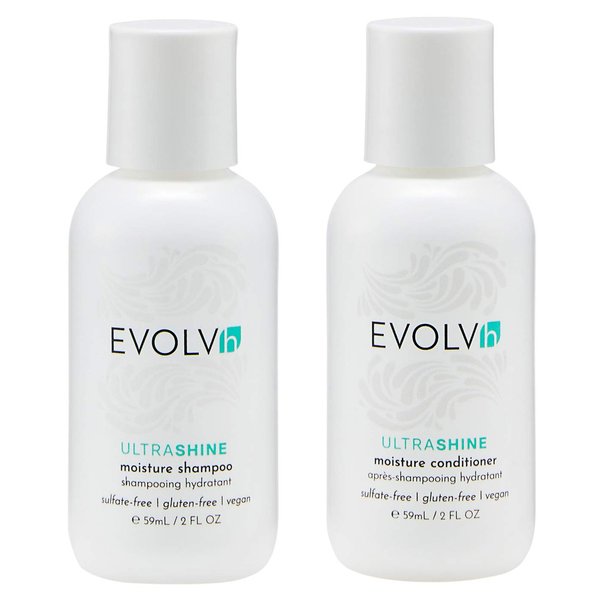 EVOLVh - UltraShine Travel Duo (Shampoo + Conditioner) | Vegan, Non-Toxic, Clean Hair Care (2 fl oz | 60 mL)
