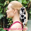SmallCat 2pcs Cow Print Hair Bands for Women, Non-Slip Rabbit Bunny Ear Bow Hair Tie Ropes Scrunchies, Elastic Bowknot Ponytail Holder Hair Bandana Accessories for Curly Straight Thin Thick Fine Hair