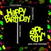 24 Pieces Glow Party Neon Party Supplies Happy Birthday Cake and Cupcake Toppers for Glow Neon Birthday Party Wedding Decoration Black Light Reactive Party Halloween Christmas