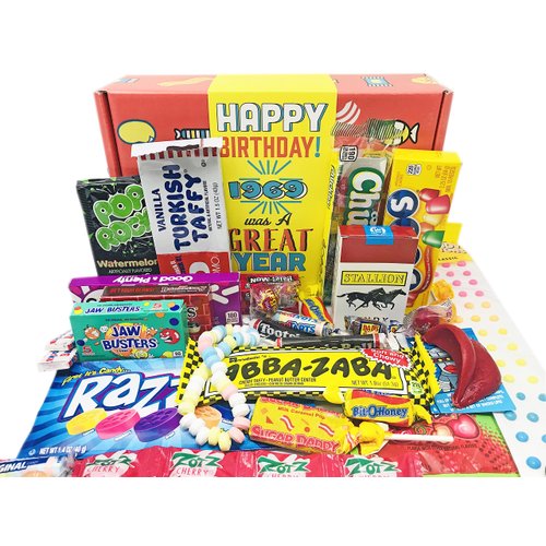 RETRO CANDY YUM ~ 1969 55th Birthday Gift Box Nostalgic Candy Assortment from Childhood for 55 Year Old Man or Woman Born 1969 Jr