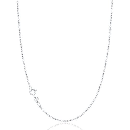 Jewlpire Solid 925 Sterling Silver Chain Necklace for Women Girls, 1.3mm Cable Chain Silver Chain for Women Sturdy & Shiny Women's Chain Necklaces, 18 Inch