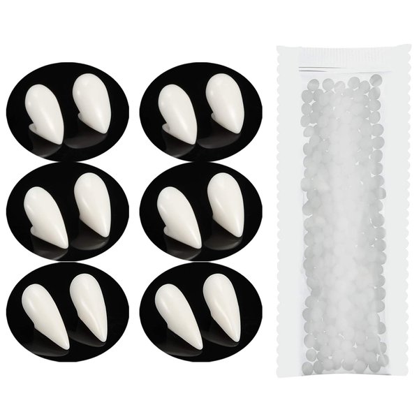 BBTO 6 Pairs Vampire Teeth Halloween Party Cosplay Realistic Vampire Fangs Fake Teeth with Glue Costume Fangs Props Accessories Masquerade Dentures Makeup Dress Up Favors