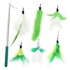 SONGWAY Cat Feather Toys Wand - 7 Pcs Interactive Cat Toys for Indoor Cat Kitten, Retractable Cat Wand Toy with 6 Feather Teaser Refills with Bell, Cat Fishing Pole Toy, Green