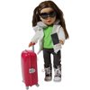 Doll Accessories - Best Toys for 3 Year Old Girls - 15 pc Travel Playset for Kids Includes Suitcase, Glasses, Pillow -Stuff Compatible with Most 18 Inch Dolls