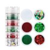 Christmas Nail Art Glitters Sequins, LPOODDNU Winter Nail Art Decorations Flakes 3D White Snowflake Nail Decals Green Red Nail Art Designs Holographic Christmas Winter Glitters for Nails Decorations