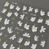 Retro Flower Nail Art Stickers 5D Embossed Luxury Nail Decals Spring Rose Flower Nails Design White Flowers Nail Stickers Designer Nail Art Supplies Manicure Decoration Accessories for Women, 3Sheets