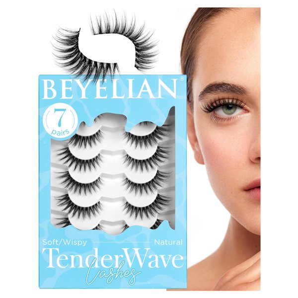 BEYELIAN Wispy Eyelashes Natural Look 8-17mm Cat Eye Wispy Lashes Soft and Lightweight 3D Volume Natural False Lashes Wispy, Reusable, Easy to Apply 7 Pairs (7P-WIS-06)