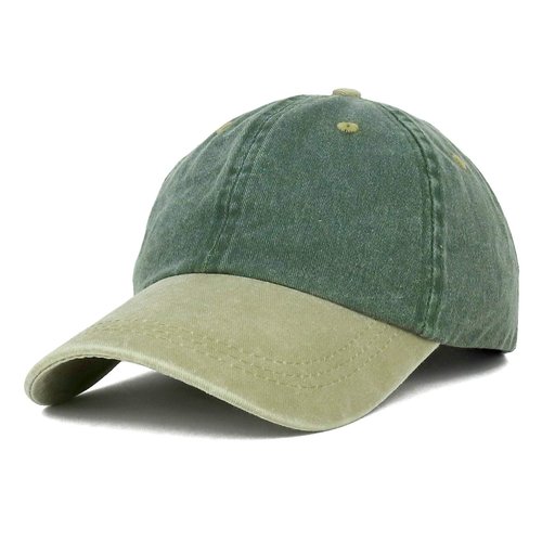 Trendy Apparel Shop Low Profile Unstructured Pigment Dyed Two Tone Baseball Cap - Spruce Khaki