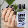 Press on Nails Medium Square,Handmade Black Square Fake Nails with Design Star Black Glitter Stiletto Non-breakable and Reusable False Nails in 12Sizes-24pcs Glue on Nails Kit for Women Gift