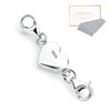 925 Sterling Silver Heart Magnetic Jewelry Clasps Magnetic Necklace Clasps and Closures Sterling Silver Double Bracelet Necklace Lobster Clasp