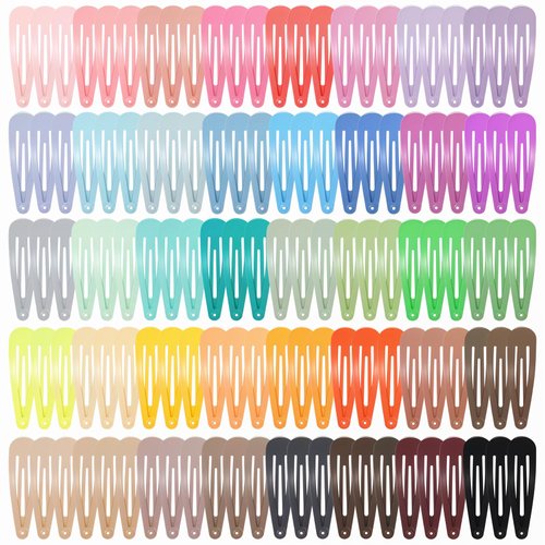 obeoby 120 Pcs 40 Colors Metal Snap Hair Clips, 2 Inch Hair Barrettes Hair Accessories for Women Girls