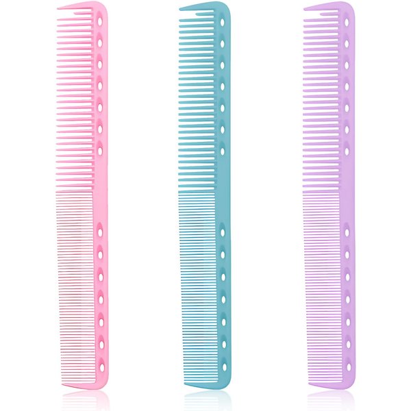 3 Pieces Carbon Fine Cutting Comb Carbon Fiber Salon Hairdressing Comb for Man and Woman Hairdressing Barber Comb (Pink Bule Purple)
