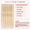 Hairro 100% Real Hair Extensions Clip in Remy Human Hair 16" 50g One-piece 5 Clips Long Straight Hair Extensions for Women Gift Wide Weft Soft Silky #6 Light Brown