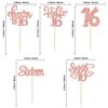 30Pcs 16th Birthday Cupcake Toppers Sixteen Happy 16th Cupcake Picks Cheers to 16 Sweet 16 Cake Decorations for 16th Birthday Anniversary Party Supplies Rose Gold Glitter