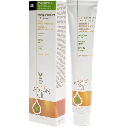 One N' Only Permanent Hair Color - Permanent Hair Dye Made with Argan Oil - Delivers Rich, Accurate Tones with Gray Coverage - Improves Moisture & Elasticity - 3N Dark Natural Brown (3 oz)