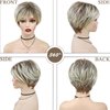 GNIMEGIL Short Blonde Pixie Cut Wigs for White Women with Bangs Dark Roots Old Lady Wig Natural Synthetic Ombre Layered Hairstyles Cosplay Costume Party Halloween Daily Use