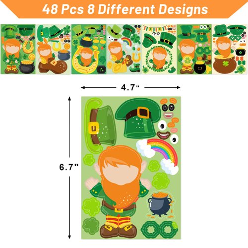 St. Patrick's Day Stickers for Kids 48 Pcs Make Your Own St. Patrick's Day Sticker Sheets Home Classroom Party Favor Art Craft School Rewards