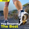 Sparthos Calf Compression Sleeves (Pair) – Leg Compression Socks for Men and Women – Shin Splint Calf Pain Relief Calf Calves Blood Circulation Sports Support Running Walking Cycling Yoga (Beige-S)