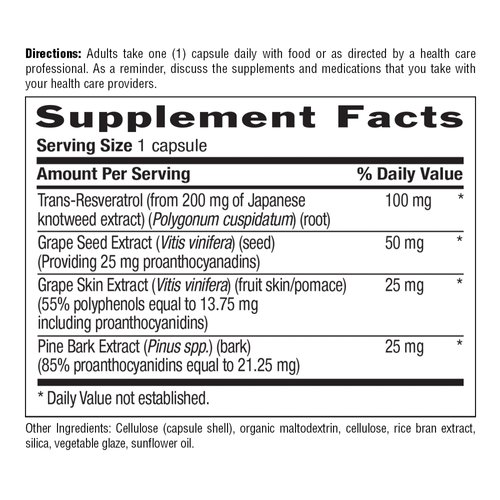 Country Life Resveratrol Plus 1000mg - Organic Antioxidant Supplement with Pine Bark & Grape Seed Extracts - Vegan, Gluten-Free, Non-GMO