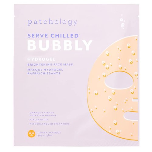 Patchology Brightening Gel Face Mask with Resveratrol and Niacinamide Bubbly - hydrogel Face Mask protects and brightens face while supporting an even skin tone. 1 count.