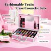 YBUETE Beginner Makeup Kit for Teen,Makeup Set for Girl Women,Beginner Makeup Kit with Cosmetic Train Case Included 32 Colors Eyeshadow Blush Contour Lip Gloss Lip Liner Mascara Eyeliner Mirror