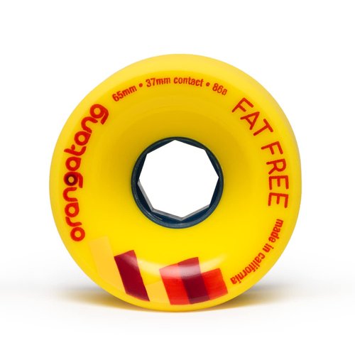 Orangatang Fat Free 65 mm 86a Freeride Longboard Skateboard Wheels (Yellow, Set of 4)
