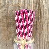 Outside the Box Papers Diva Theme Stripe and Polka Dot Paper Straws 7.75 Inches 100 Pack Hot Pink, Black, White