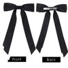 Satin Bow Hair Clips for Women, Silkly Satin Black Beige Hair Ribbon Bow with Long Tail Hair Accessories for Girls (Black Beige)