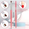 cobee Nail Clean Up Brush, 3PCS Nail Art Clean Up Brushes Nail Painting Brushes Nail Remover Brush Nail Pen Painting Tools for Nail Art Design Manicure Mistake Cleaning(Round, Angled, Flat, Rose Red)