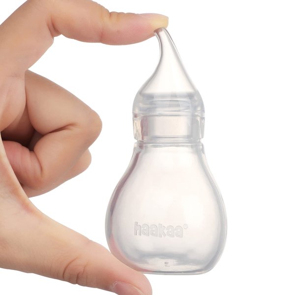 haakaa Silicone Baby Nasal Aspirator | Baby Nose Cleaner | Easy-Squeeze Nose Bulb Syringe, 0m+ Newborn- BPA Free Silicone