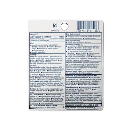 2 Pack of Pocket Pack Advil Pain Reliever / Fever Reducer Ibuprofen Gel Caplets 200mg - 10 Coated Tablets PER Pack (20 Tablets Total)