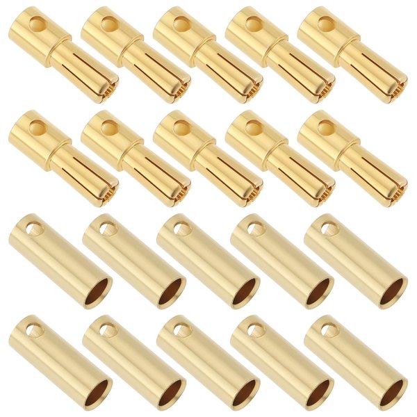 SING F LTD 10 Pairs 5.5mm Banana Plug Connector Banana Plug Male Female Connector Terminal Pure Copper Gold Plated Bullet Connector for DIY RC Battery ESC Motor Gold