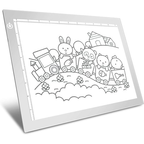 Silver A4 Dimmable LED Artcraft Light Box Tracer Slim Light Pad Portable Tablet, USB Power Cable Copy Drawing Board Tracing Table for Artists Designing, Animation, Sketching, Stenciling X-ray Viewing