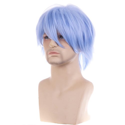 RightOn 12 Inches Blue Wig Short Wig Light Blue Cosplay Wig for Costume Party and Dress Up Short ...